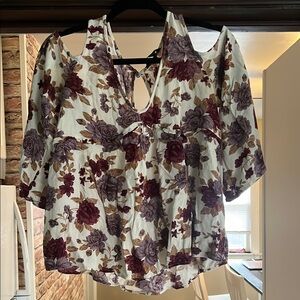 American Eagle Outfitters Cream Peplum Blouse